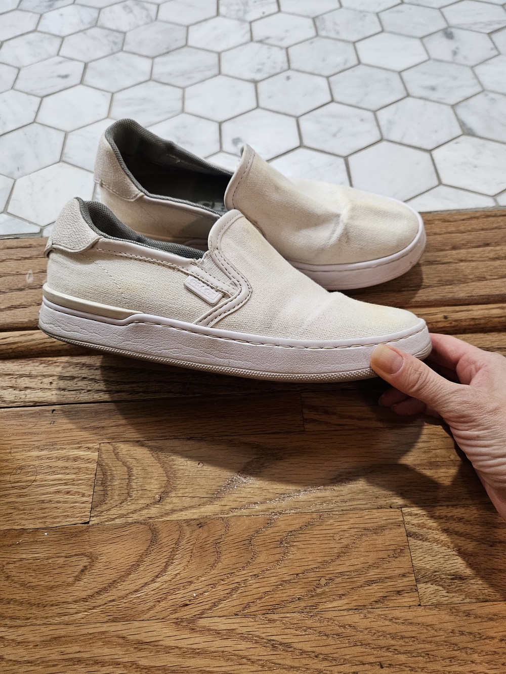 Women's Slip-On Leather Sneakers - White By COACH size 5B Eur 35.5